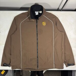 Vintage UPS Driver Uniform Jacket Men XL Wearguard Softshell Fleece Lined Bomber